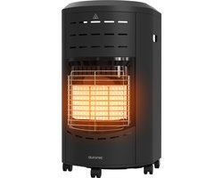 Auronic Mobiele Gaskachel - met Wieltjes - tot 60 m² - 4200W Heater - Inclusief Gasdrukregelaar en Gasslang - Inclusief Opberghoes - Zwart