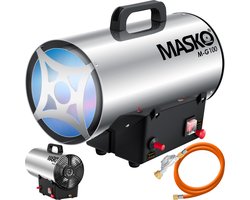 MASKO® Heteluchtkanon Gaskachel incl. Gasslang & Drukregelaar Warmtekanon Gas Verwarming - 10kW Zilver