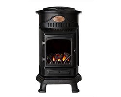 Sahara Provence Potkachel - 3kW Mobiele Gasverwarming op Wielen, Geschikt voor Propaan, Met Real Flame Effect en Veiligheidsfunctie - Kleur Mat Zwart