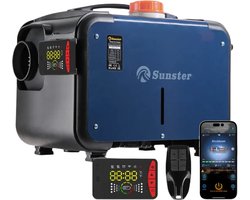 Sunster - Dieselkachel - Elektrische kachel - Kachel en ventilatoren - Benzineluchtkachel - Bluetooth-appbediening - GEEN stroomadapter - 12V - 8KW - 5L - Blauw