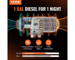 Vevor - Alles-in-één autoverwarming - Dieselverwarming - Benzineluchtverwarming - Dieselverwarming met LCD en demper - voor auto, vrachtwagen, boot - 5KW LCD - Oranje