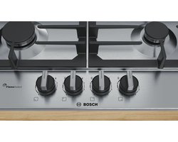 Bosch PCH6A5B90 - Serie 6 - Inbouw gaskookplaat - Zwart - Roestvrijstaal - 4 zone(s)