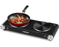 CUSIMAX 2-Plate Electric Cast Iron Cooker - Portable Dual Temperature-Controlled Hot Plate