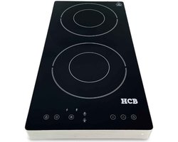 HCB® - Professionele Horeca Inductie kookplaat - 2 pitten - 3,5 kW - 230V - Elektrische RVS / INOX kookplaat - 58.1x29.9x6.4 cm (DxBxH) - 5 kg - 9199