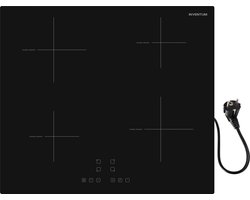 Inventum IKI6010 - Inbouw inductie kookplaat - 60 cm - 4 kookzones - 1-fase plug en play - Randloos - Zwart