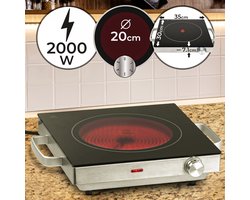 Jago - Electric Infrared - Digitaal - Single/Double - Oververhitting Protection - Ceramic Glass Hob - Single Hotplate - Double Hob Top - Mini Hob ​​- 2000 W