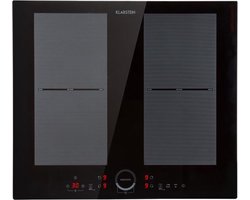 Klarstein Delicatessa 60 - Inductiekookplaat Inbouw - 4 Zones: 7000 W (2 X 2000 W / 2 X 1500 W) - 9 Vermogensstanden Met Thermoboost - Kookplaat: 60 X 52 Cm - Glaskeramisch Oppervlak - EcoTherman Controle - Flexzone - Elegant - Zwart