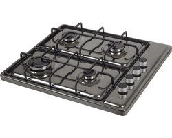 Wiggo WH-G604F(T) - Vrijstaande gaskookplaat - 4 kookzones - Titanium