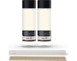 JANZEN Home Fragrance Refill - Skin 90 - Geurstokjes Navulling - Fris en Bloemig - 2 x 200 ml incl. Gratis Sticks