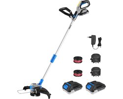 2-in-1 Draadloze Grastrimmer en Maaier - Accu met 2 Batterijen, 30 cm Snijvlak voor Tuinen en Weiden