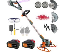 Accu Grastrimmer met verstelbare telescopische geleiderail en extra handgreep - 21 V 40 Ah - inclusief oplader en 4 soorten blades - bosmaaier Grastrimmer met accu