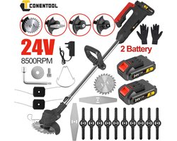 CONONTOOL Grastrimmer 24V - Bosmaaier - Onkruid wieden - Grastrimmer met 2 accu's - Grastrimmer met diverse messen -Takken snoeien