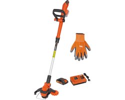 Dual Power Accu-grastrimmer POWDPGSET39 - 20 V en 250 mm Ø, met accu en lader en werkhandschoenen, 2-in-1 tuingereedschap als grastrimmer en kantensnijder voor uw tuin