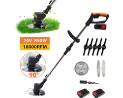 Grastrimmer - Grasmaaier - Trimmer- Tuin Trimmer - 850W - Verstelbaar - 90/125cm - 2x Accu - 18000RPM