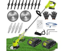 Kantenmaaier - Multifunctionele - 20-delige Grastrimmer & Bosmaaier Set met 2 Accu's - Groen