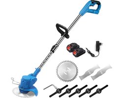 Sattire - Bosmaaier Electrisch - Grastrimmers met 2 Accu's - Multigereedschap - Hoogte verstelbaar - Incl. accessoires - Blauw