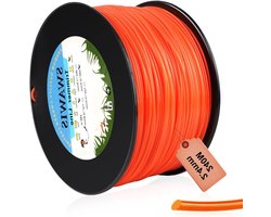 SWAWIS Trimmerdraad 24 mm/240 m - Vervangende draad voor grastrimmer - Nylondraad voor Weed Grass Yard - Oranje-rood