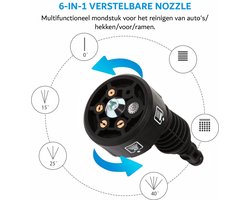 Hogedrukreiniger - Hogedrukspuit - Draadloos - Draagbaar - Compact - 6-in-1 - 21V - 4.0Ah - Incl Sneeuwschuim - Mondstuk - 30 Bar - Jet Nozzle - Hoek Nozzle - Wit - 435PSI 30 Bar