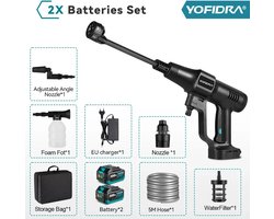 Sattire - Hogedrukreiniger - Hogedrukreiniger Accu - Draadloze Hogedrukreiniger - 200 Bar - 3500W - 3 Versnellingen - Compatibel Met Makita 18V Batterij - 4.1L P/Min - Complete Set - Zwart