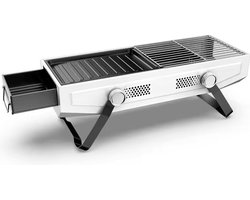 2 in 1 compact BBQ wit - GrillMaster Compact Series - BBQ Grill & Roker - Wit - Ruimtebesparend - Verstelbare Ventilatie - Draagbaar