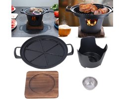 203 cm Draagbare Koreaanse BBQ Grill Pan met Rookloze Functie voor Indoor Outdoor Camping - Houtskool Grill Kachel voor Tafelblad