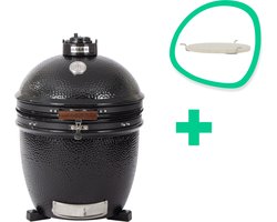 Arbaer Kamado BBQ Medium - Ø 16 inch met Frame - Houtskool Barbecue inclusief Hitteschild en Verhogingsrek - Keramisch - Zwart