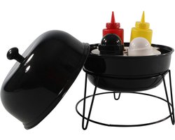 Barbecue sauzenset met peper en zout vaatje 20 x 25 cm Barbecue/gourmet/fondue tafel dekken - Saus dispenser/fles