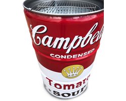 Barrelkings multifunctioneel houtskool barbecue-vuurkorf en statafel in 1 Special Edition Campbell's Soup Design