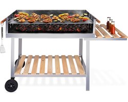 BBQ Collection Houtskool Barbecue - BBQ met Tafel - Buitenkeuken Barbeque in Hoogte Verstelbaar - 98 x 56 x 85 cm