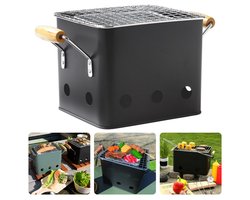 BBQ Kubus - Mini-Barbecue - Mat Zwart - Compacte Eenpersoons Barbecue - 18x15xH15 cm - Geschikt voor Houtskool - Draagbare Grill voor Outdoor Gebruik - Kleine BBQ voor Picknicks - Kamperen - Tuinfeestjes