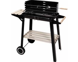 BBQ Verrijdbare Houtskool Barbecue - Grilloppervlak (LxB) 83 x 46 cm - Met Zijtafel - Zwart