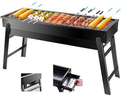 Bloominggoods® Houtskoolbarbecue - Campinggrill - Houtskool - Inklapbare grill - Draagbare grill - 60 x 23 x 34 cm - Camping - Tuin - BBQ - Barbecue