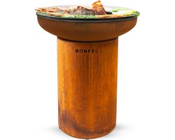 BonFeu BonBiza Corten - CortenStaal - Buitenkoken - Plancha Bakken - Plancha BBQ - 80x80x100 cm