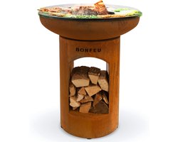 BonFeu BonBiza Corten Open - CortenStaal - Buitenkoken - Plancha Bakken - Plancha BBQ - 80x80x100 cm