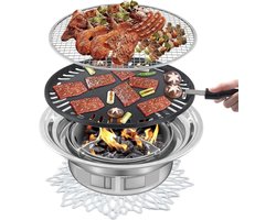 Charcoal Barbecue Grill Portable BBQ Grill Korean BBQ Grill Stainless Steel Camping Grill Stove Carbon Barbecue Grill Tabletop Smoker Grill for Outdoor,Indoor and Picnic