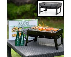 Decopatent® Portable Houtskool Barbecue - Grilloppervlak (LxB) 43 x 27 cm - Inklapbaar - Zwart