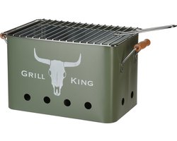 Grill King Houtskoolbarbecue Rechthoek - Mat Groen - 32x20x20 cm