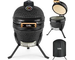 GrillX Kamado BBQ - 13 Inch - Incl. Hoes - Barbecue Egg - Houtskool Barbecue - Zwart - Ø 27cm