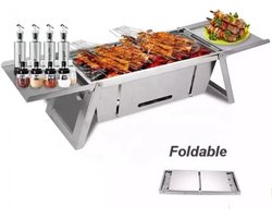 Herzberg Cooking Opvouwbare Camping Barbequegrill - HG-04159 Roestvrijstalen Tafelblad BBQ op Tafel