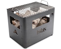 Höfats Beer Box inclusief Grillrooster - 38,5 x 28 x 35cm - Set - Corten Staal - Multifunctioneel - Bierkrat - Vuurkorf - Bijzettafel - Kruk