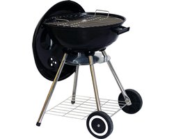 Houtskool Barbecue - Kogel Barbecue - Grilloppervlak Ø45Cm - Luxe BBQ - Met Wielen - Instelbaar - Met Deksel - Verplaatsbaar - Zwart