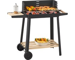 Houtskool BBQ Ari met zijpanelen 78x86x30 cm zwart en houtkleurig casa.pro