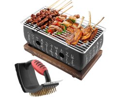 Houtskool Japanse Tafeltop Grill - BBQ Schoonmaakborstel Inbegrepen