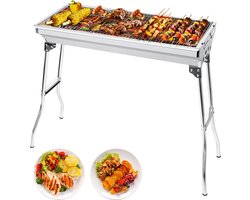 Houtskoolgrill, campinggrill, houtskool, klapgrill, draagbare grill, voor camping, tuin, picknick, feest, 73 x 33 x 71 cm, voor 5-10 personen