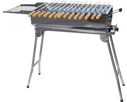 JGS® - Premium Houtskoolbarbecue Staande Grill met 14 Roestvrijstalen Spiesen en Barbecuerooster-