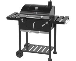 KitchenBrothers Houtskool BBQ - Smoker Barbecue - Verstelbaar kolenrooster - 42x57cm Grilloppervlak - Zijpanelen - Zwart