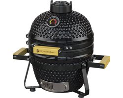 KitchenBrothers Kamado BBQ - 13 Inch Houtskool Barbecue - 27⌀ cm - Deluxe Set - Egg BBQ met Accessoires - Zwart