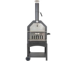 La Hacienda Pizza oven Lorenzo - Houtgestookte Pizzaoven - met Barbecue Rooster - Handig op Wieltjes - 35x51x160cm