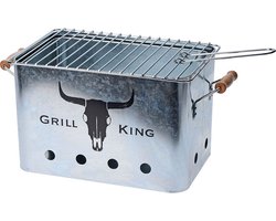 MikaMax - Grill King Houtskool BBQ - RVS - Inclusief Verwijderbare aslade & Inklapbare handvaten