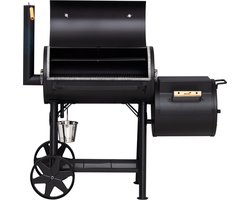 Mustang Off-set smoker Georgia L - Smoker Barbecue - 80 kg - 2 thermometers in de deksel- Zwart - Barbecue - Grilloppervlak 72x37 cm